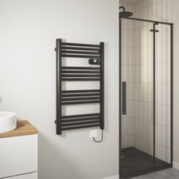 Flomasta 980mm x 545mm 1705BTU Black Flat Electric Towel Radiator