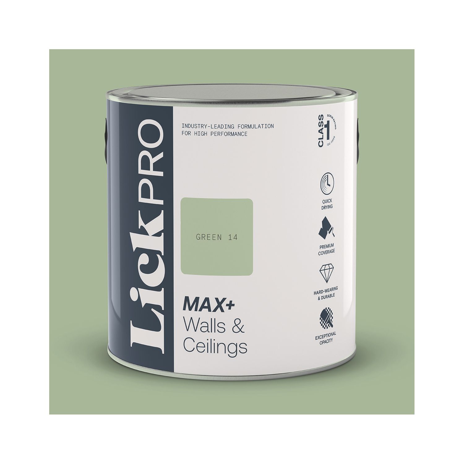 LickPro Max+ 2.5Ltr Green 14 Eggshell Emulsion Paint (424JY)