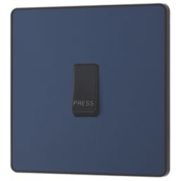 British General Evolve 10A 1-Gang 1-Way Press Switch Blue with Black Inserts