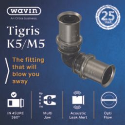 Wavin Tigris  Multi-Layer Composite Press-Fit Equal 90° Elbows 25mm 10 Pack