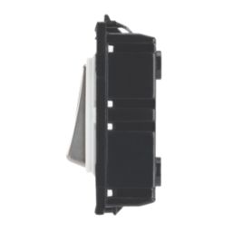 Contactum Decorative 10AX 1-Way Grid Retractive Bell Push Switch Brushed Steel with White Inserts