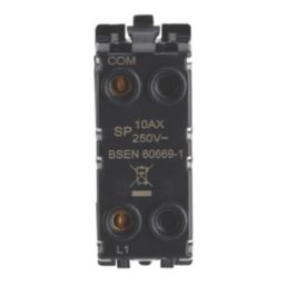 Contactum Decorative 10AX 1-Way Grid Retractive Bell Push Switch Brushed Steel with White Inserts