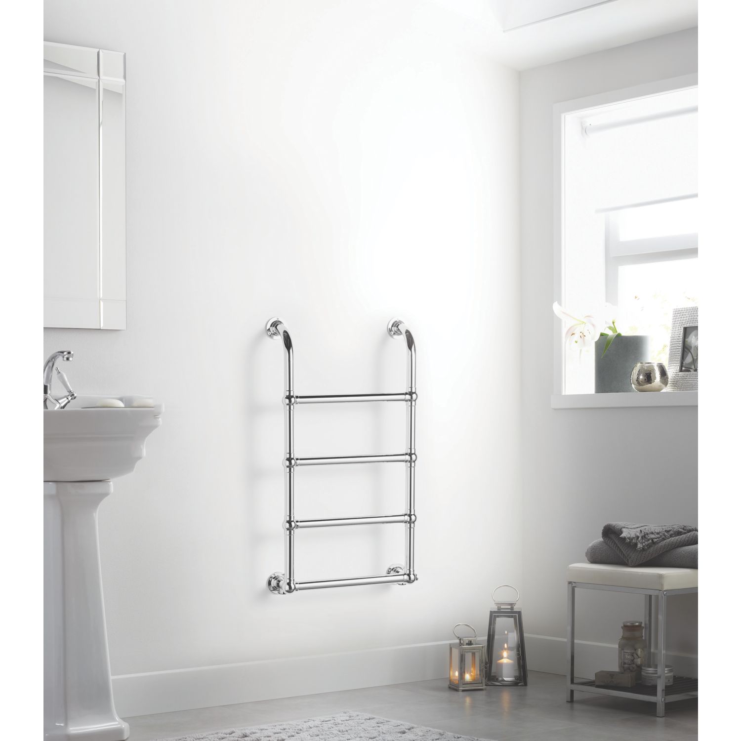 Towelrads 900mm x 500mm 607BTU Chrome Flat Designer Towel Radiator (424RY)
