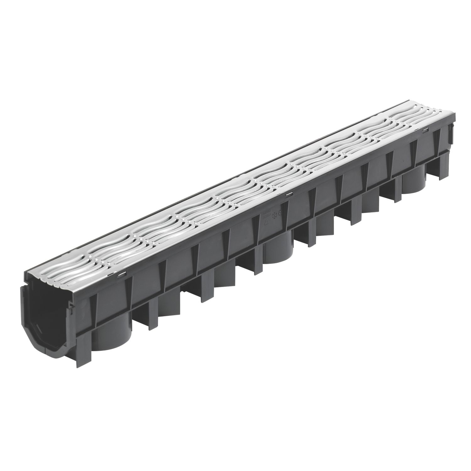 FloPlast FloDrain Channel Drain & Galvanised Grate Silver 115mm x 1m (42589)