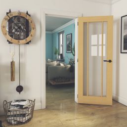 Green & Taylor Worcester 3-Clear Light Unfinished Oak Wooden 3-Panel Internal Glazed Door 1981mm x 838mm