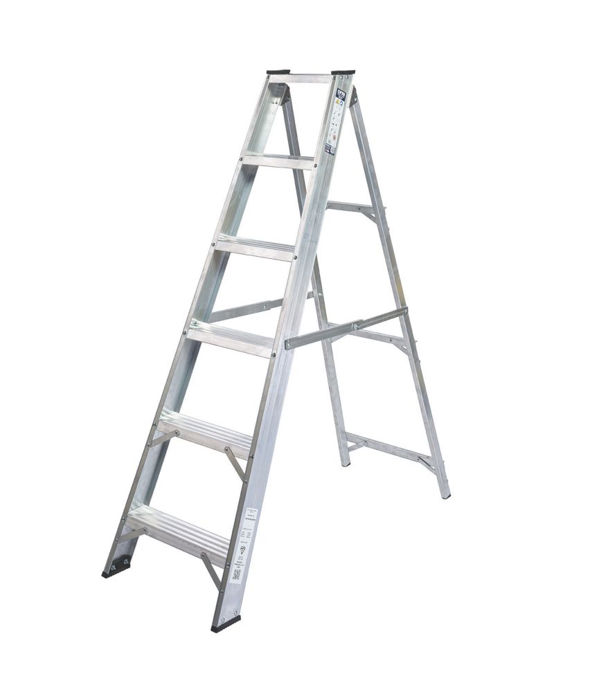 Lyte Aluminium 1.24m 6 Step Swingback A Frame Step Ladder Screwfix