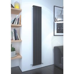 Kudox AluLite Flat 1800mm x 280mm 2337BTU Black Vertical Designer Radiator