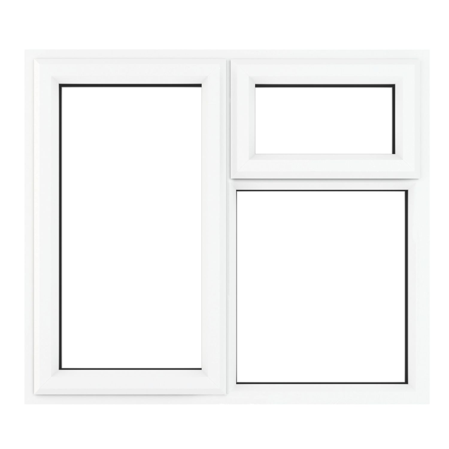 Crystal Left-Hand & Top Opening Clear Triple-Glazed Casement White uPVC Window 1190mm x 1190mm (425JM)