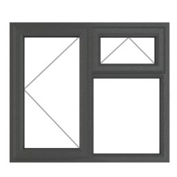 Crystal  Left-Hand & Top Opening Clear Double-Glazed Casement Anthracite Grey uPVC Window 1190mm x 1190mm
