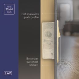 LAP  13A 1-Gang DP Switched Switched Socket Satin Brass  with Black Inserts
