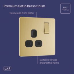 LAP  13A 1-Gang DP Switched Switched Socket Satin Brass  with Black Inserts