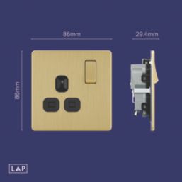 LAP  13A 1-Gang DP Switched Switched Socket Satin Brass  with Black Inserts