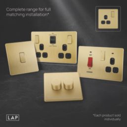 LAP  13A 1-Gang DP Switched Switched Socket Satin Brass  with Black Inserts