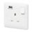 MK Base 13A 1-Gang DP Switched Socket + 2.4A 1-Outlet Type A USB Charger White with White Inserts