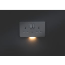 Knightsbridge  13A 2-Gang DP Switched Socket & Night Light Matt White  with White Inserts