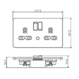 Knightsbridge  13A 2-Gang DP Switched Socket & Night Light Matt White  with White Inserts