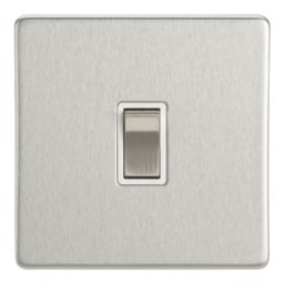 Contactum Lyric 10AX 1-Gang Intermediate Switch Brushed Steel with White Inserts