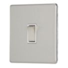 Contactum Lyric 10AX 1-Gang Intermediate Switch Brushed Steel with White Inserts
