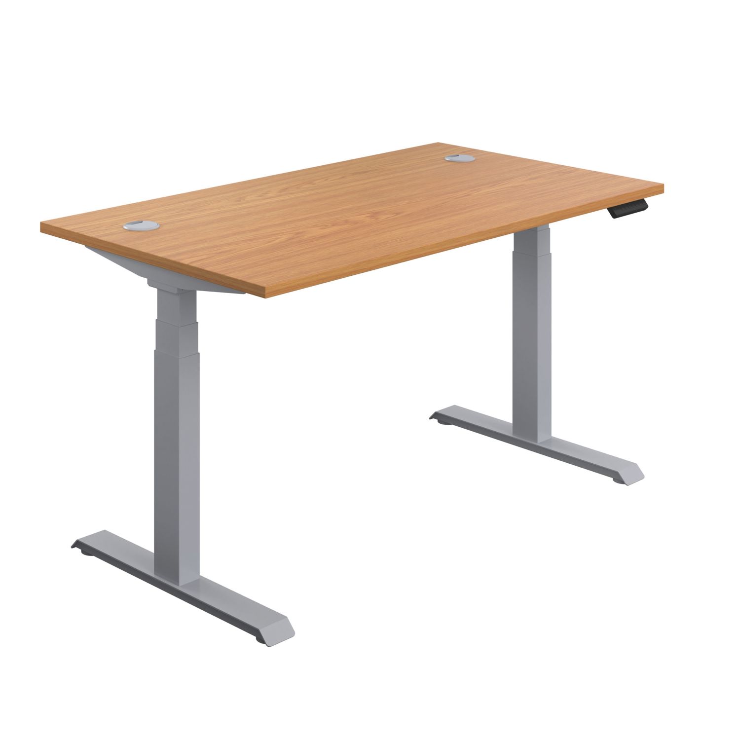 TC Group Economy Back To Back Powered Rectangular Sit Stand Desk Nova Oak/Silver 1200mm x 0.62-1.28m (425TT)