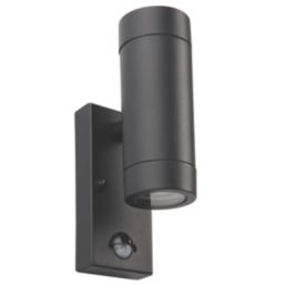 Saxby Odyssey Outdoor Twin Wall Light With PIR Sensor Satin Black