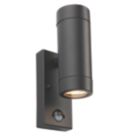 Saxby Odyssey Outdoor Twin Wall Light With PIR Sensor Satin Black