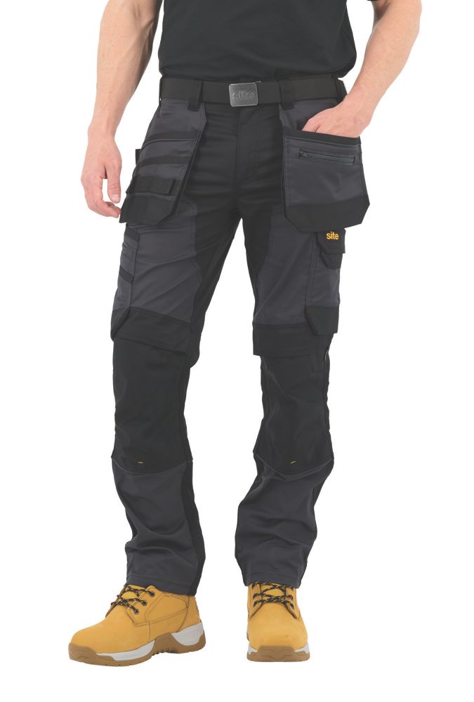 Site Bolden Stretch Holster Pocket Trousers Grey/Black 30