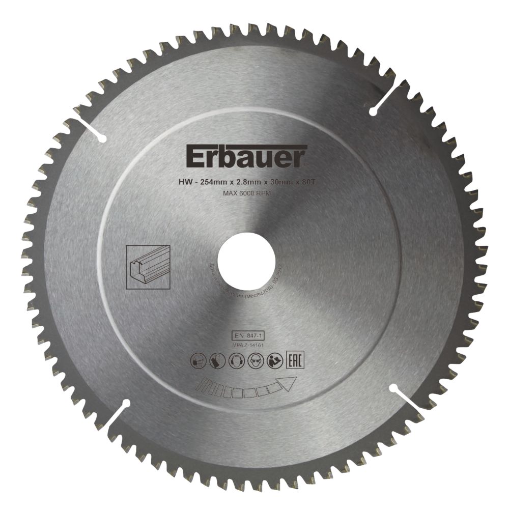 Erbauer Tct Saw Blade 254 X 30mm 80t Circular Saw Blades