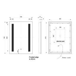 Alaska Rectangular Bathroom Mirror With 2620lm LED Light 500mm x 700mm