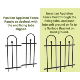 Apollo Appleton Easy Fit  Ball Top Metal Garden Fence Post 0.035m x 1.16m 5 Pack