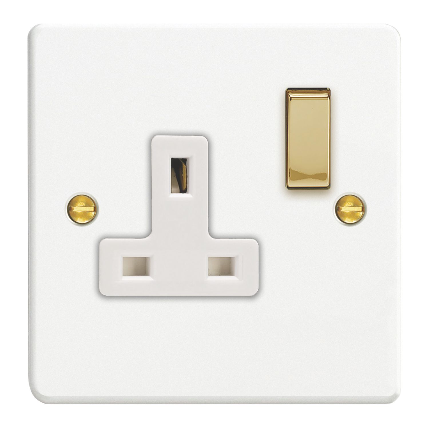 Varilight 13A 1-Gang 2-Pole Switched Socket Chalk White with White Inserts (426EC)