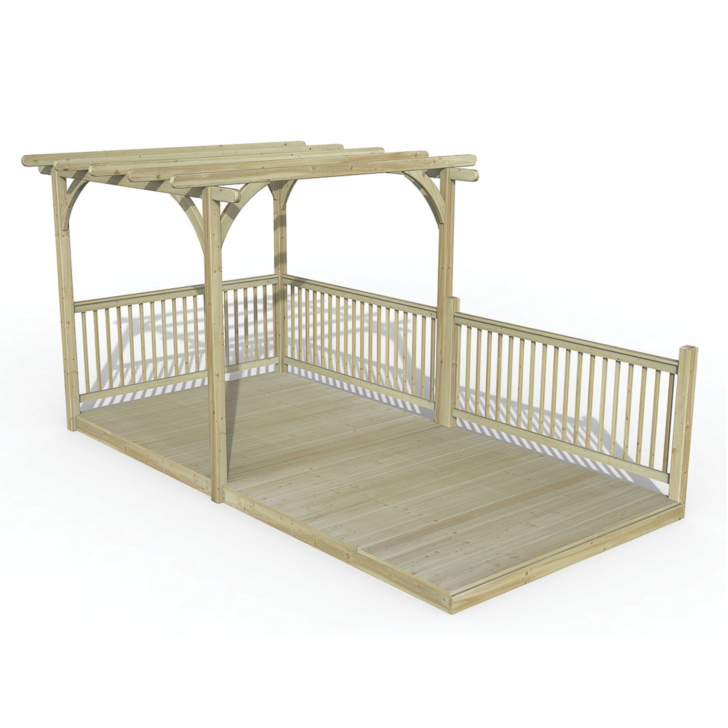 Forest Ultima 16' x 8' (Nominal) Flat Pergola & Decking Kit with 3 x Balustrades (2 Posts) (426FL)