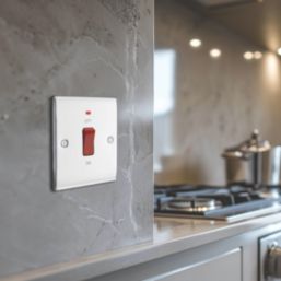 British General Nexus Metal 45A 1-Gang DP Cooker Switch Polished Chrome with LED