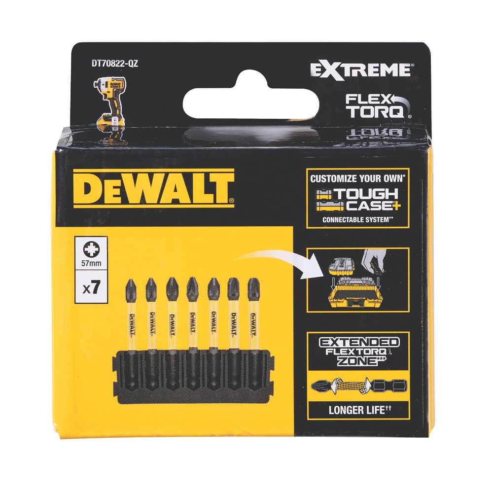 DeWalt Flextorq 6.35mm Hex Shank PZ Screwdriver Bits 7 Pieces Screwfix