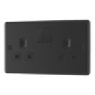 LAP  13A 2-Gang SP Switched Socket Matt Black  with Black Inserts