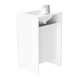 Newland  Double Door Floor Standing Vanity Unit with Basin Gloss White 500mm x 450mm x 840mm
