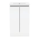 Newland  Double Door Floor Standing Vanity Unit with Basin Gloss White 500mm x 450mm x 840mm