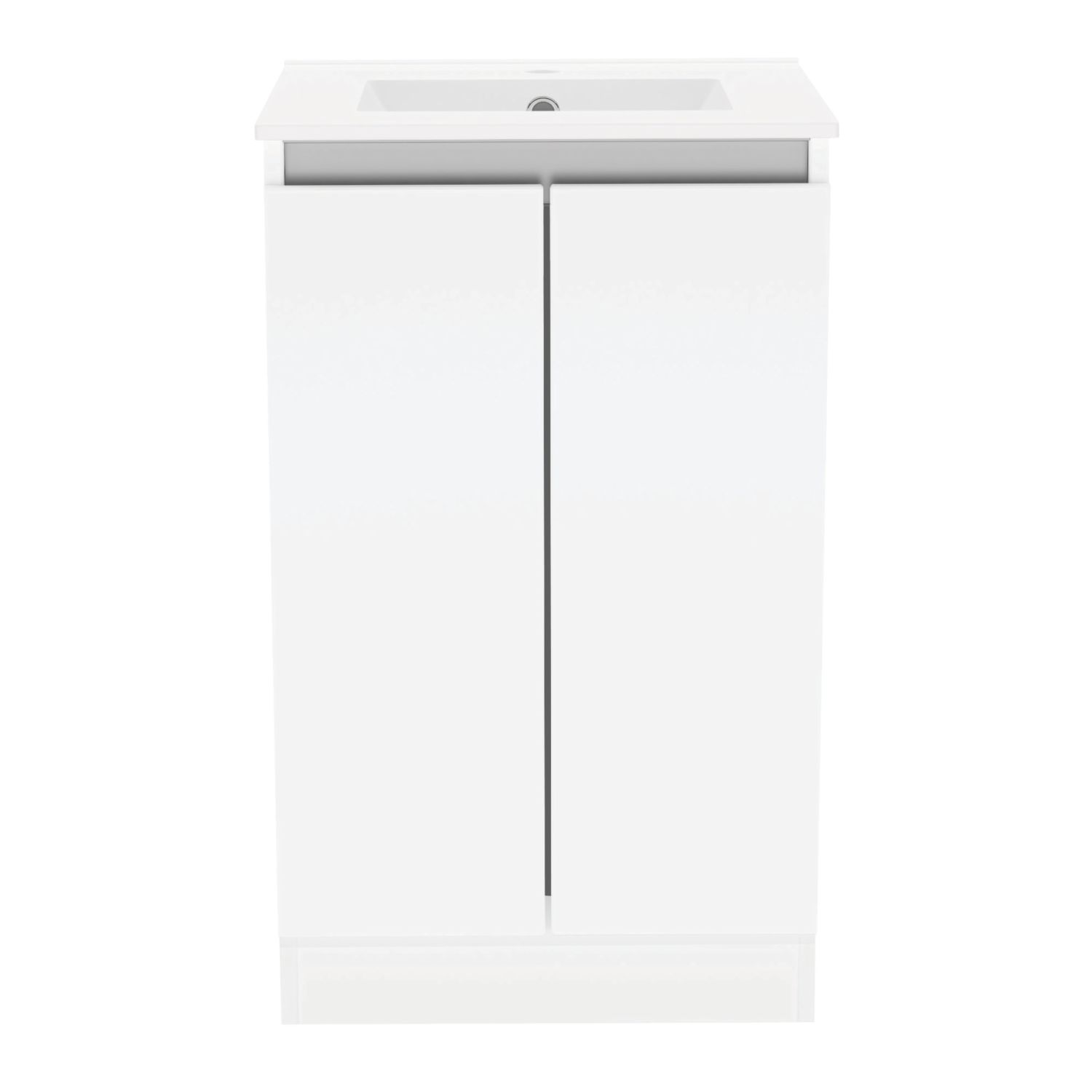 Newland Double Door Floor Standing Vanity Unit with Basin Gloss White 500mm x 450mm x 840mm (426RN)