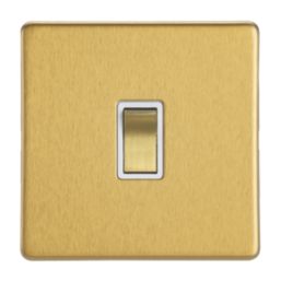 Contactum Lyric 10AX 1-Gang Intermediate Switch Brushed Brass with White Inserts