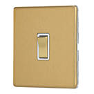 Contactum Lyric 10AX 1-Gang Inter. Switch Brushed Brass with White Inserts