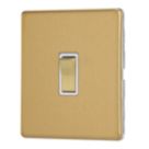 Contactum Lyric 10AX 1-Gang Intermediate Switch Brushed Brass with White Inserts