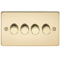Knightsbridge FP2184PB 4-Gang 2-Way LED Dimmer Switch  Polished Brass