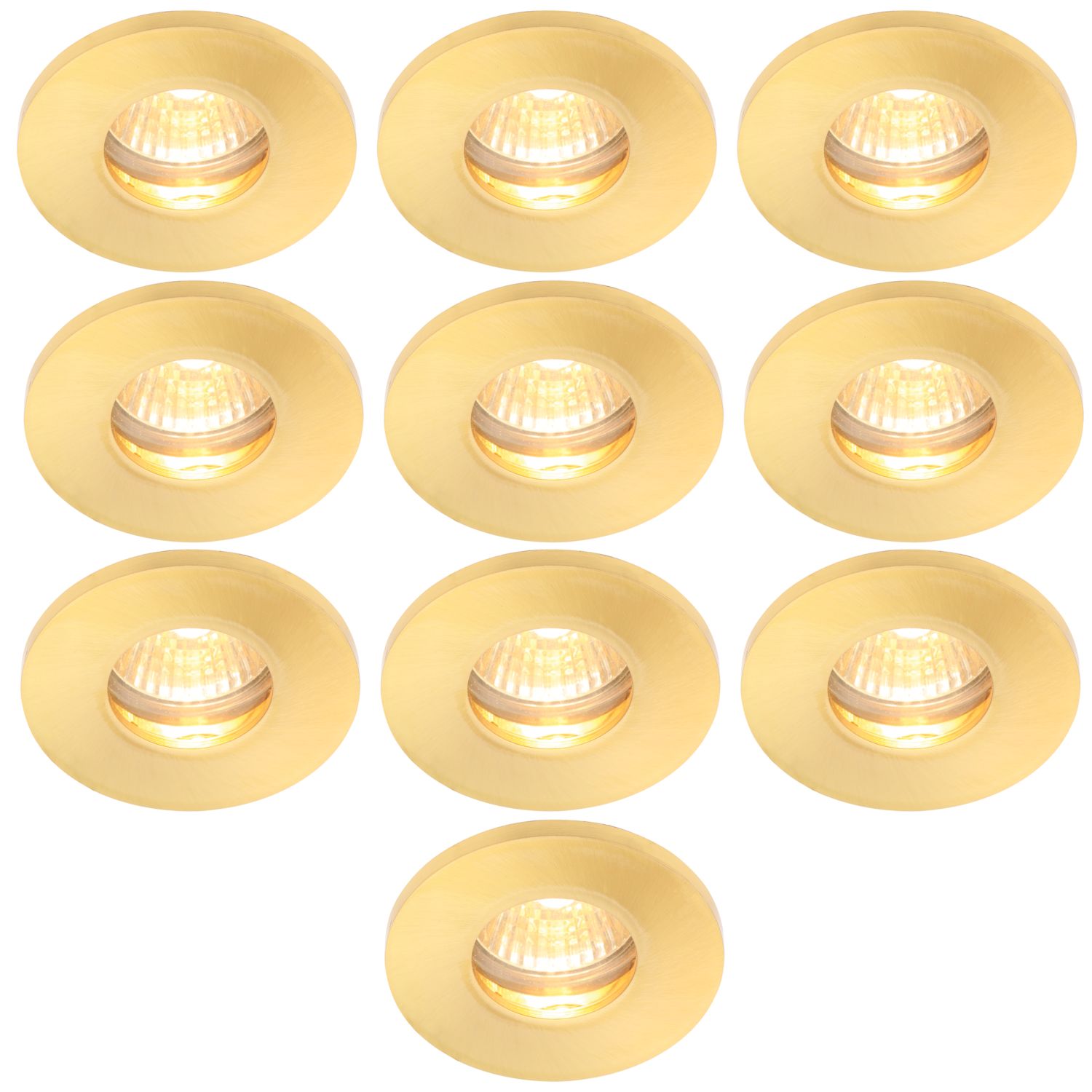 Electralite Yate Fixed Fire Rated Downlights Brass 10 Pack (426VJ)