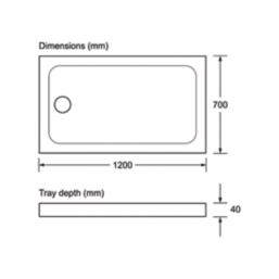 Mira Flight Low Rectangular Shower Tray White 1200mm x 700mm x 40mm