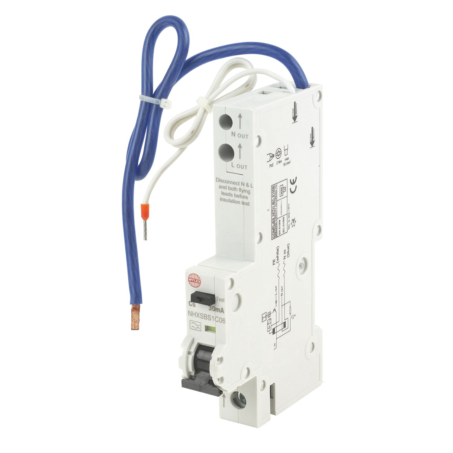 Wylex 6A 30mA Type A SP C Curve RCBO (42748)