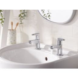 Bristan Quest Chrome 110mm Cloakroom Lever 2 Tap Holes Basin Pillar Tap