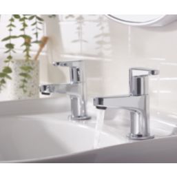 Bristan Quest Chrome 110mm Cloakroom Lever 2 Tap Holes Basin Pillar Tap