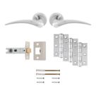Smith & Locke Blencathra Door Handle, Latch & Hinge Set Polished Chrome 6 Pcs