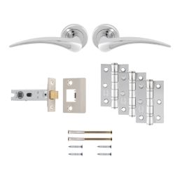 Smith & Locke Blencathra Door Handle, Latch & Hinge Set Polished Chrome 6 Pcs