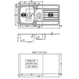 Abode Connekt 1.5 Bowl  Brushed Stainless Steel Sink 1000mm x 500mm