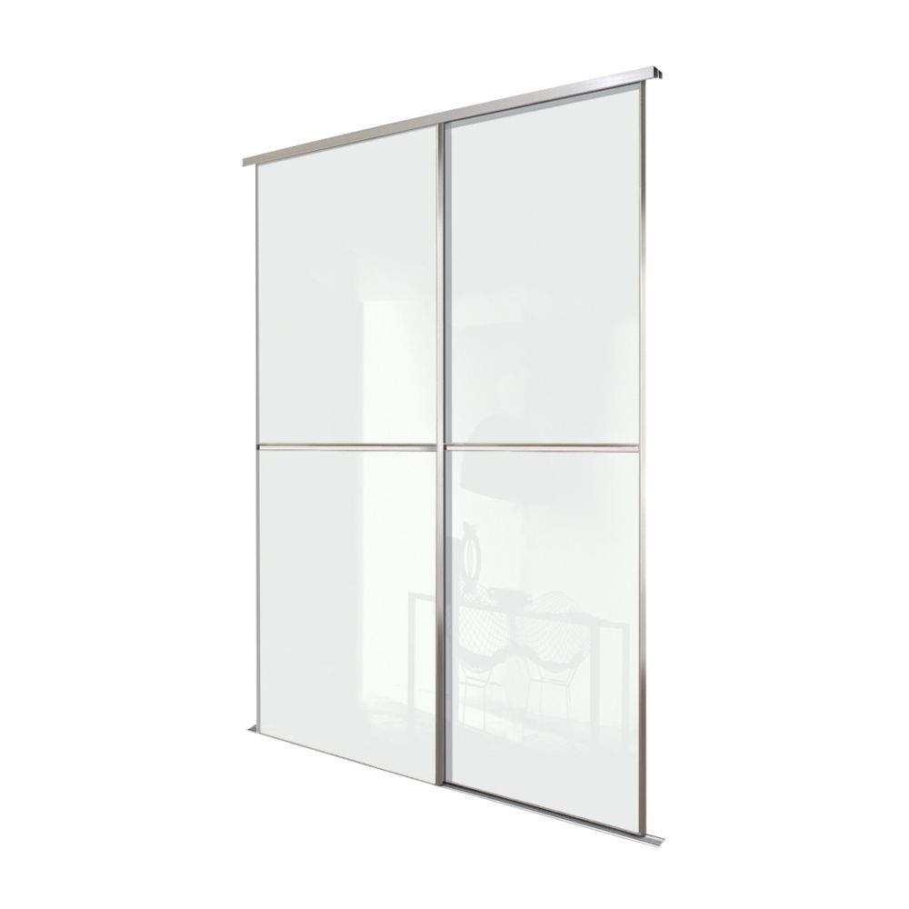 Spacepro Minimalist 2Door Sliding Wardrobe Door Kit Silver Frame